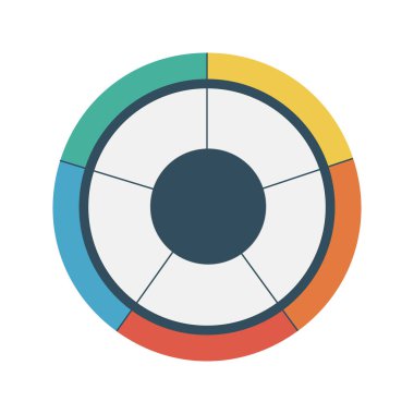 5 seçenekli turta grafiği infografik şablonu. İş c