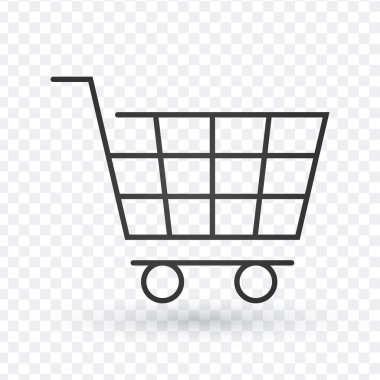 Alışveriş arabası simgesi, taslak vektör işareti, doğrusal biçim picto