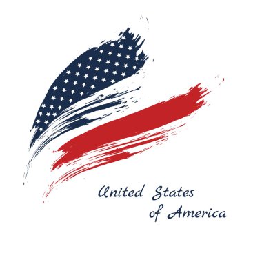 Amerikan bayrağının Grunge fırça darbesi suluboya, Vektör illüstrası