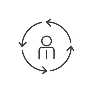 İnsan kaynakları basit simgesi. Kullanıcı profili işareti. Kişi siluet simge. Yenileme veya güncelleştirmeyi işareti. Kalite tasarım öğeleri. Klasik tarzı. Vektör