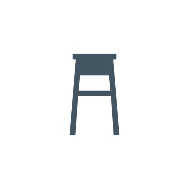 Düz stil tasarımlı tabure vektörü. Mutfak ya da oturma odası için klasik mobilyalar. Beyazda izole edilmiş