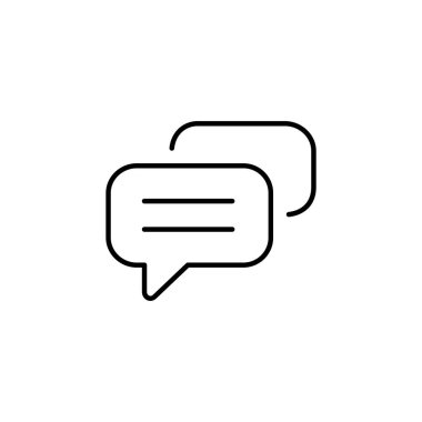 Konuşma balonu doğrusal simgesi, iki kare konuşma baloncuğu ve metin için satırlardan oluşan sohbet işareti. Hisse Vektörü illüstrasyonu beyaz arkaplanda izole edildi.