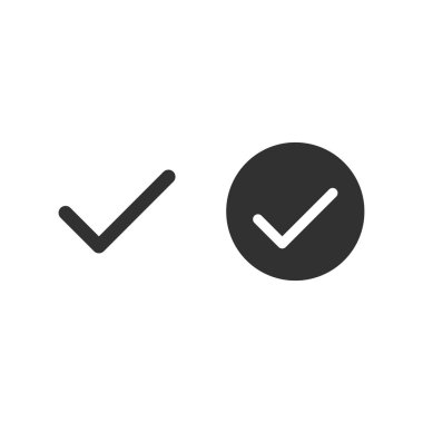 Kontrol listesi simgesi. Yuvarlak işarette işaretle. Hisse Vektörü illüstrasyonu beyaz arkaplanda izole edildi.