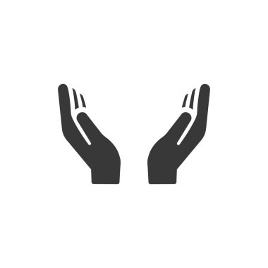 Eller simge vektörünü koruyun. Düz tasarım tarzı. Hisse Vektörü illüstrasyonu beyaz arkaplanda izole edildi.