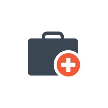 Tıbbi bavul ikonu. Stok vektör illüstrasyonu beyaz arka gradda izole edildi.