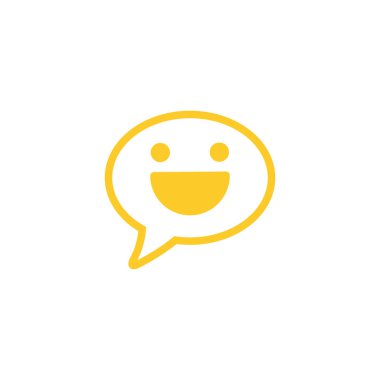 Mutlu ifade işaretleri. Gülümse sohbet hattı simgesi. Konuşma balonu sembolü. Renkli taslak konsepti. Sarı çizgili gülümseme sohbet ikonu. Vektör