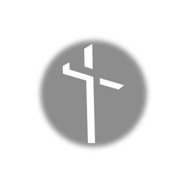 Din haçı ikonu. Gri simgeli 3D gri haç. Stok vektör illüstrasyonu beyaz arkaplanda izole edildi.