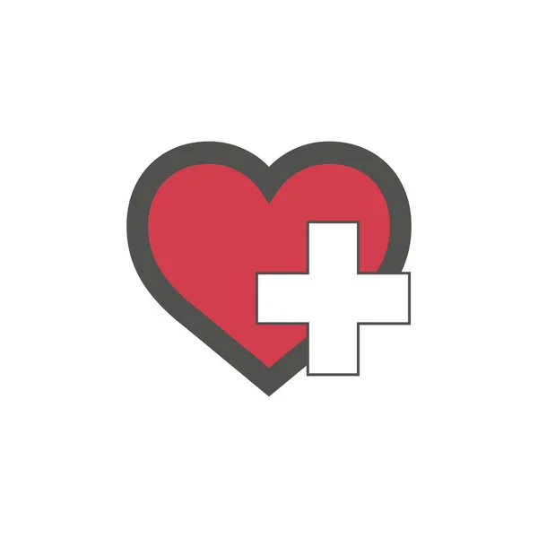 Векторная икона здравоохранения, крест и сердце, медицинский символ. Векторная иллюстрация на белом фоне . — стоковый вектор