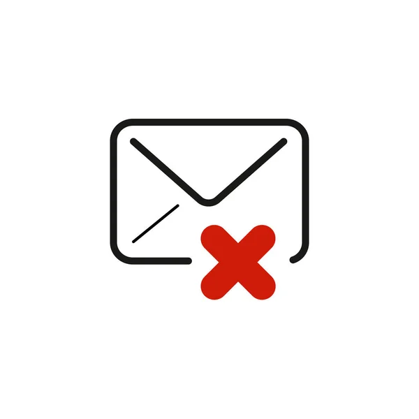 Ícone de envelope com sinal de cancelamento ou exclusão. Ícone de envelope e fechar, excluir, remover o símbolo de spam. Stock Ilustração vetorial isolada sobre fundo branco . — Vetor de Stock