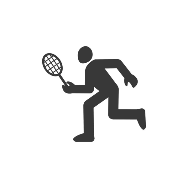 テニス選手シルエット白い背景に隔離されたストックベクトルイラスト. — ストックベクタ