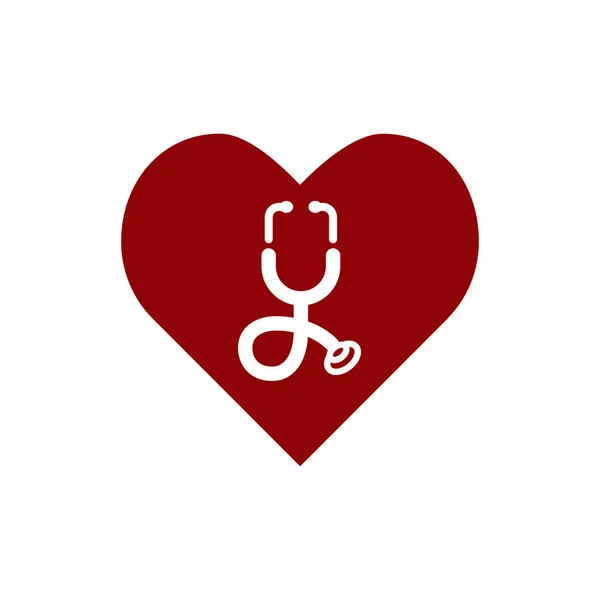 Стетоскоп и сердце. Медицинский символ. Векторная иллюстрация на белом фоне — стоковый вектор
