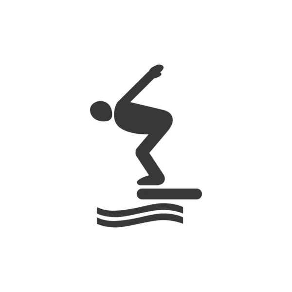 Zwemmer springen van startblok in zwembad pictogram. Silhouet van een atleet icoon. Sporter element icoon. Hoogwaardig grafisch ontwerp. Tekenen, schets symbolen collectie pictogram op witte achtergrond — Stockvector