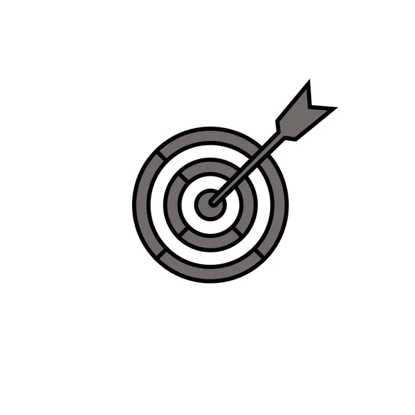 Ikona płaski cel z strzałką w kolorze czarnym. Ilustracja wektora na białym tle. — Wektor stockowy