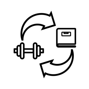 Simgeyi değiştir ve dönüştür. Ok, ticaret, geri dönüş sporu ya da eğitim. Beyaz arkaplanda stok vektör illüstrasyonu.