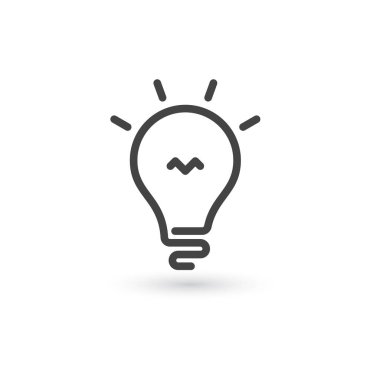 Ampul satır simge vektör, beyaz arka plan üzerinde izole. Fikir işareti, çözüm, düşünme kavramı. Aydınlatma elektrik lambası. Elektrik, Parlatıcı.