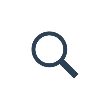 Büyüteç simgesi. Arama simgesi. Beyaz arkaplanda stok vektör illüstrasyonu.