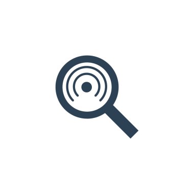 Büyüteç simgesi. Noktalı arama simgesi. Beyaz arkaplanda stok vektör illüstrasyonu.