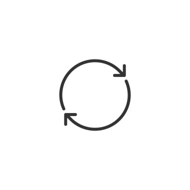 Simge vektör illüstrasyonunu tazele. İzole edilmiş senkronize çizgi sembolü. Simge konseptini eşle. Sembol çizgisi konseptini tazele. Döndürme elemanı. İşaret grafik tasarımı geri dönüşümü.