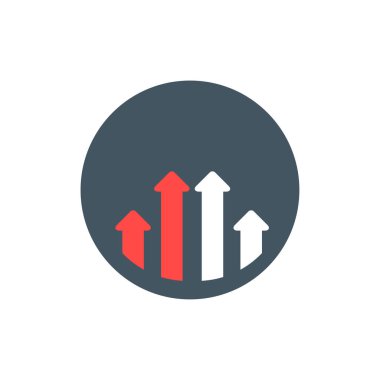 Karşıt oklar büyüyor. Beyaz ve kırmızı oklar düğmesi. Stok vektör illüstrasyonu beyaz arkaplanda izole edildi.