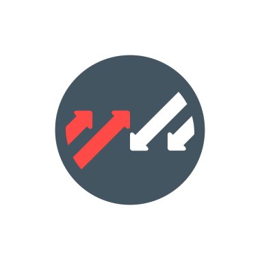 Karşıt oklar. Beyaz ve kırmızı oklar düğmesi. Stok vektör illüstrasyonu beyaz arkaplanda izole edildi.