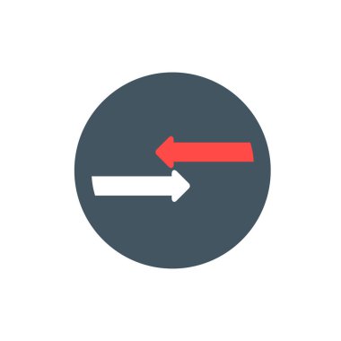 Karşıt ok. Beyaz ve kırmızı oklar düğmesi. Stok vektör illüstrasyonu beyaz arkaplanda izole edildi.