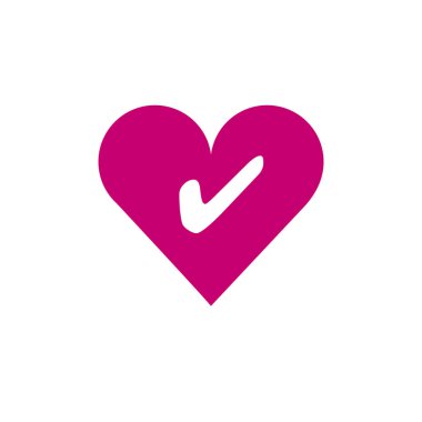 Kalp Kontrolü Tik Sembol Vektörü. Hisse Vektörü illüstrasyonu beyaz arkaplanda izole edildi.