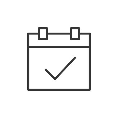 Randevu tarihi kontrolü - minimum vektör simgesi. Hisse Vektörü illüstrasyonu beyaz arkaplanda izole edildi.