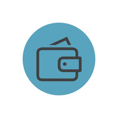 Cüzdan ikonu. Cüzdan düğmesi. Hisse Vektörü illüstrasyonu beyaz arkaplanda izole edildi.