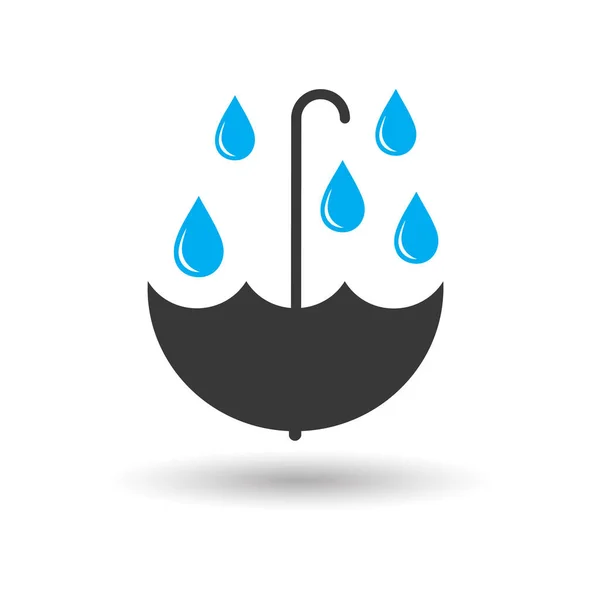 Ikona wektora parasola izolowana na białym tle. Parasol i krople deszczu ilustracja wektor zapasów do sieci. — Wektor stockowy