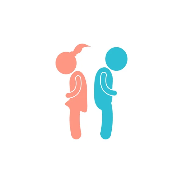 Vector quarrel icon. The man and the woman broken up icon on white isolated background. — Stock Vector