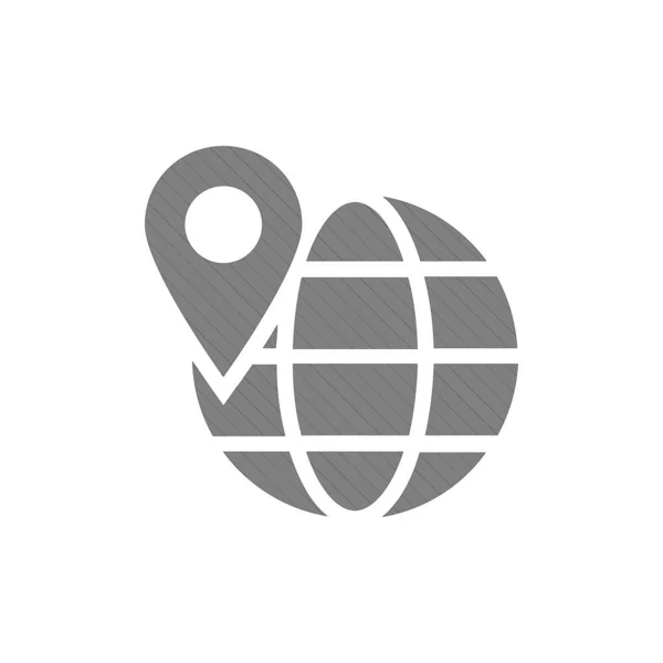 Globe met pointer icon vector. Trendy platte wereldbol met pointer icoon uit muziek- en mediacollectie geïsoleerd op witte achtergrond. — Stockvector