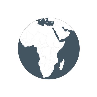 Dünya gezegeninin ağ ve mobil ikonu düz tasarımda. Afrika 'nın dünya ikonu. Stok vektör illüstrasyonu beyaz arkaplanda izole edildi.