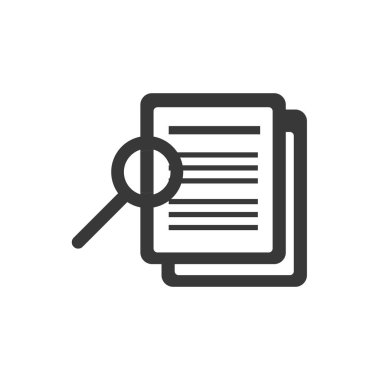 Büyüteç - Belgeyi arayın. Stok vektör illüstrasyonu beyaz arkaplanda izole edildi.