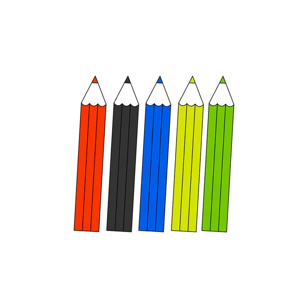 Pięć wektorowych ikon ołówków. Ilustracja wektora na białym tle. — Wektor stockowy