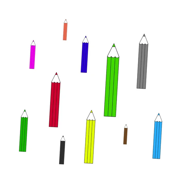 Безшовний візерунок кольорових олівців на білому тлі — стоковий вектор