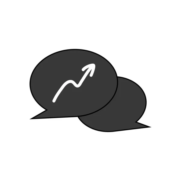 Growing graph icon. Vector. arrow icon in speech bubble . Stock vector illustration isolated on white background. — 스톡 벡터