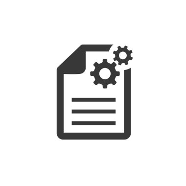 Veri işlemi devam ediyor. Vitesli belge. Stok vektör illüstrasyonu beyaz arkaplanda izole edildi