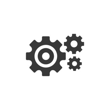 Ayarlar ikon veterineri. Vites simgesi. Stok vektör illüstrasyonu beyaz arkaplanda izole edildi