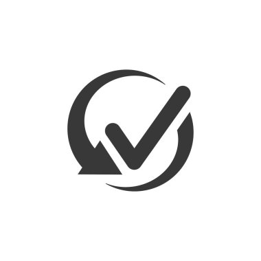 Basit vektör ikonu. Ok çemberinin içinde tik işareti var. Stok vektör illüstrasyonu beyaz arkaplanda izole edildi.