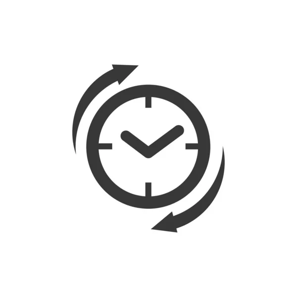 Wiederherstellung der Uhr Glyphen-Symbol. Bildstil ist ein flaches Symbol innerhalb eines Kreises. Ab 18 Uhr werden die Pfeile recycelt. Aktienvektordarstellung isoliert auf weißem Hintergrund. — Stockvektor