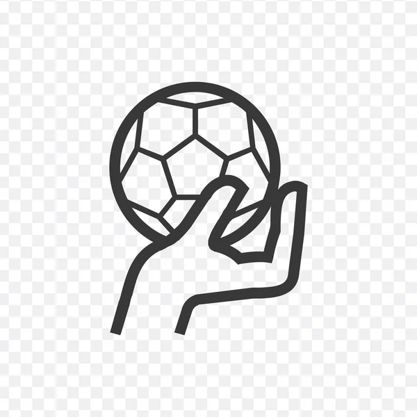 A strong hand holding a soccer football ball. Sports graphic. Stock vector illustration isolated on white background. — ストックベクタ