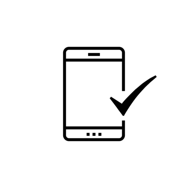 Smartphone-Kontrollleiste-Symbol. Lineares Stilschild für mobiles Konzept und Webdesign. Telefon Häkchen Umriss Vektor-Symbol. Symbol, Logoabbildung. Vektorgrafik — Stockvektor