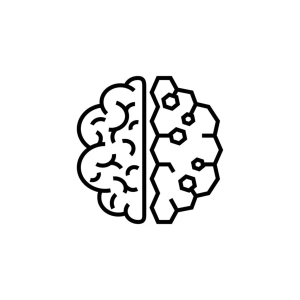 Hersenicoon. Twee half verschillende delen van Bain. Simpele hersenplatte ontwerp vector. Voorraadvector illustratie geïsoleerd op witte achtergrond. — Stockvector