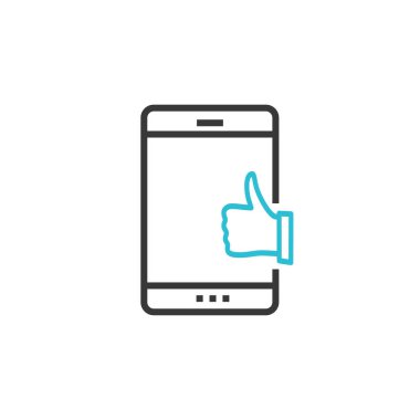 Akıllı telefon ve işaret gibi küçük çizimler. Stok vektör illüstrasyonu beyaz arkaplanda izole edildi.