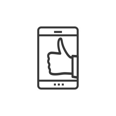 Akıllı telefon ve işaret gibi küçük çizimler. Stok vektör illüstrasyonu beyaz arkaplanda izole edildi.