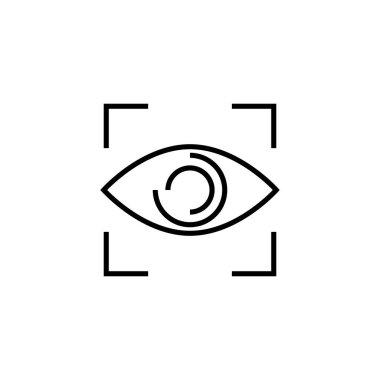 Veri bulucu göz vektör simgesi. Kameraya odaklan. Stok vektör illüstrasyonu beyaz arkaplanda izole edildi.