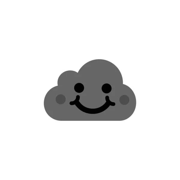 Милое счастливое облако. Значок улыбающегося облака Эмодзи. Векторная иллюстрация на белом фоне . — стоковый вектор