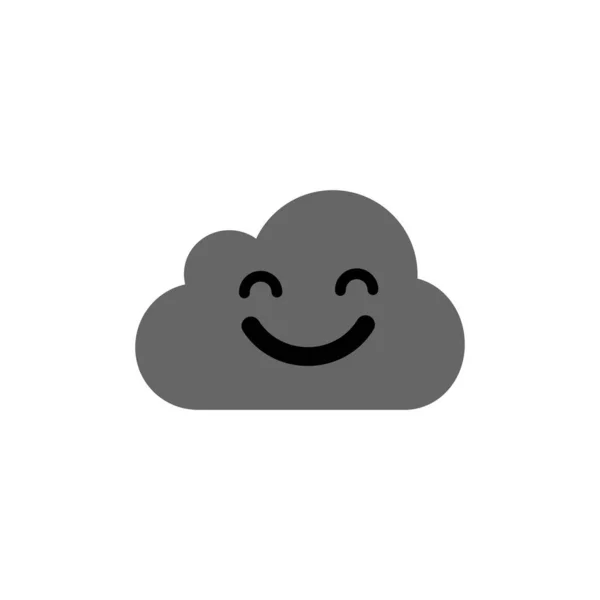 Милое счастливое облако. Значок улыбающегося облака Эмодзи. Векторная иллюстрация на белом фоне . — стоковый вектор