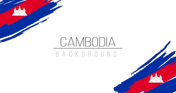 Camboja bandeira escova estilo fundo com listras. Ilustração do vetor de estoque isolado no fundo branco . —  Vetores de Stock