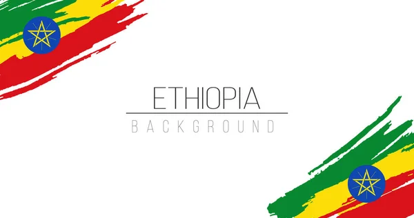 Ethiopië vlag borstel stijl achtergrond met strepen. Voorraadvector illustratie geïsoleerd op witte achtergrond. — Stockvector